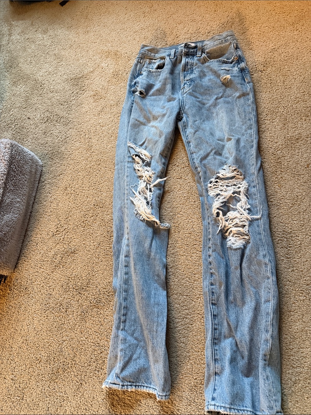 pistola Light Blue Distressed Straight-Leg Jeans